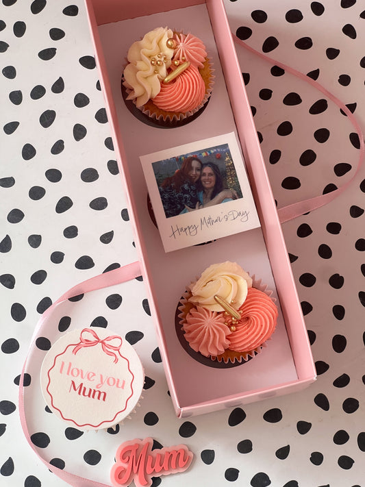 Polaroid cupcake trio